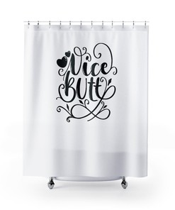 Funny Bathroom Shower Curtain | Comical Humor | Nice Butt Bath Art | Customizable
