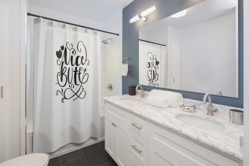 Funny Bathroom Shower Curtain | Comical Humor | Nice Butt Bath Art | Customizable - Image 2