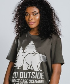 Funny Bear Camping Shirt, Camper T-Shirt, Go Outside Tee, Bear Kills You Movie Shirts for Women