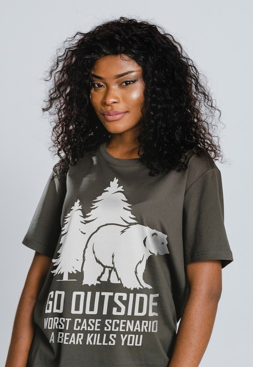 Funny Bear Camping Shirt, Camper T-Shirt, Go Outside Tee, Bear Kills You Movie Shirts for Women