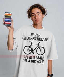 Funny Cycling Gift Tee for Men, Bicycle Shirt, Gift for Dad or Grandad, Old Guy on a Bike T-Shirt
