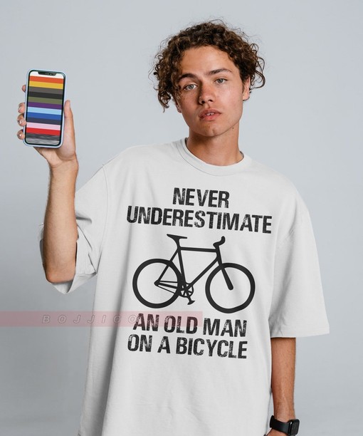 Funny Cycling Gift Tee for Men, Bicycle Shirt, Gift for Dad or Grandad, Old Guy on a Bike T-Shirt