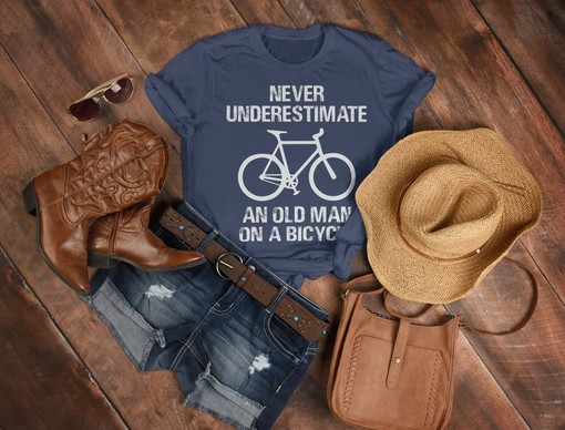 Funny Cycling Gift Tee for Men, Bicycle Shirt, Gift for Dad or Grandad, Old Guy on a Bike T-Shirt - Image 3
