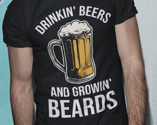Funny Drinking Beer Shirt, Brewery Shirt for Men, Gift for Beer Lover, Drunk Beers and Growin Beards Unisex Tee - Image 2