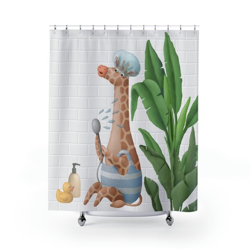Funny Giraffe Print Shower Curtain - Perfect for Kids and Giraffe Lovers
