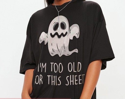 Funny Halloween Movie Shirts, I'm Too Old For This Sheet Unisex Tees, Black Spooky Shirt Halloween Costume - Image 2