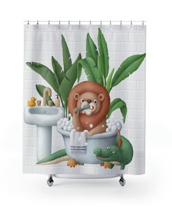 Funny Lion Kids Bathroom Shower Curtain - Bedeck Your Kids' Bathroom in Fun