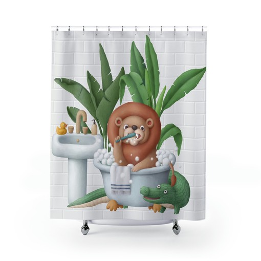Funny Lion Kids Bathroom Shower Curtain - Bedeck Your Kids' Bathroom in Fun