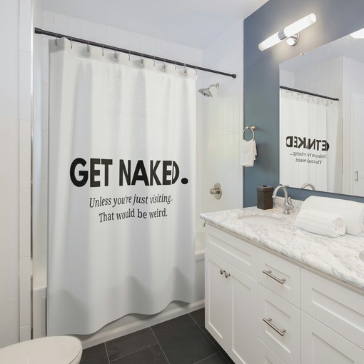 Funny Modern Valentine Gift Naked Shower Curtain - Image 2