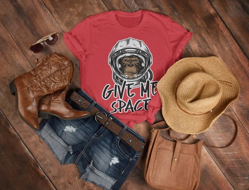 Funny Monkey Social Distancing Shirt, Give Me Space Unisex Tee, Introvert Alien Humorous Quote Tee - Image 3