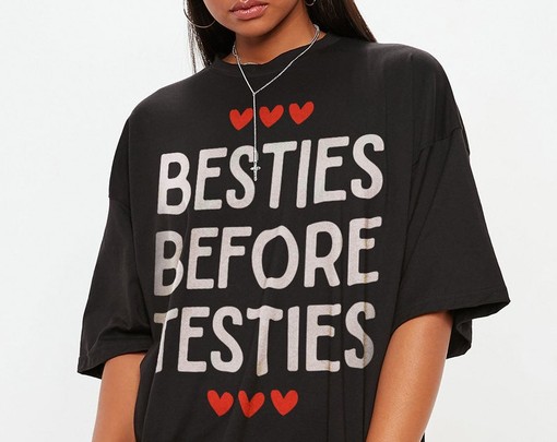 Funny Movie Shirts: Besties Before Testies Unisex Tees, Valentine's Day Shirt, Sarcastic Gift For Movie Fans - Image 2