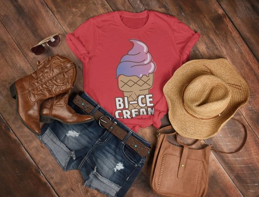 Funny Movie Shirts: Bi-Ce Cream Tees, Bisexual Pride Shirt, Pocket Ice Cream T-Shirt, Pride Shirt - Image 3