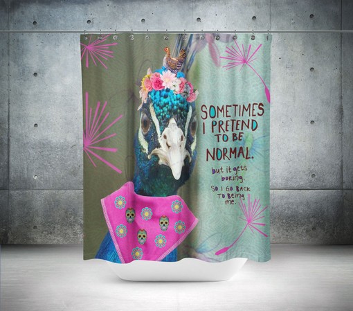 Funny Peacock Quote Shower Curtain Set - Humorous Bath Decor You'll Love