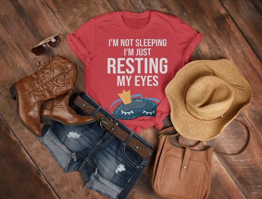 Funny Resting Eyes Movie T-Shirts, I'm Not Sleeping I Am Resting My Eyes Unisex Tees, Funny Gift for Parents - Image 3