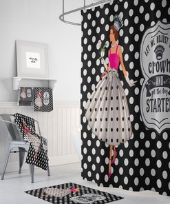 Funny Retro Style Shower Curtain | Cool Bath Mat & Towels | 50s Bathroom Decor