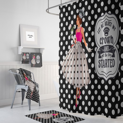 Funny Retro Style Shower Curtain | Cool Bath Mat & Towels | 50s Bathroom Decor