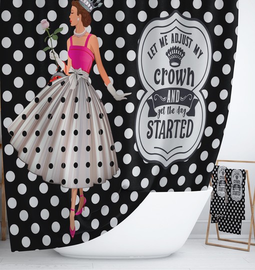 Funny Retro Style Shower Curtain | Cool Bath Mat & Towels | 50s Bathroom Decor - Image 2