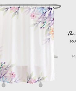 Garden Flowers Shower Curtain with Minimalist Plant Floral Bathroom Decor and Customizable Size