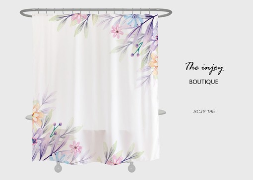 Garden Flowers Shower Curtain with Minimalist Plant Floral Bathroom Decor and Customizable Size