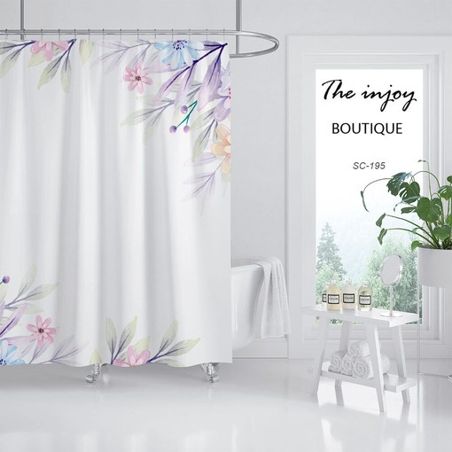 Garden Flowers Shower Curtain with Minimalist Plant Floral Bathroom Decor and Customizable Size - Image 2