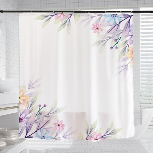 Garden Flowers Shower Curtain with Minimalist Plant Floral Bathroom Decor and Customizable Size - Image 3