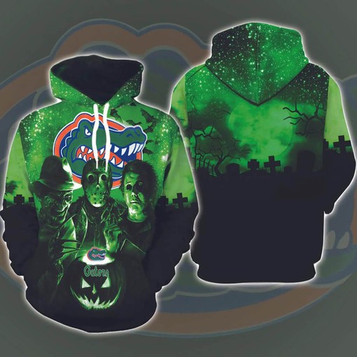 Gators Jason Michael Freddy Halloween Pumpkin All Over Print 3D Hoodie with Spooky Design for Gator Fans