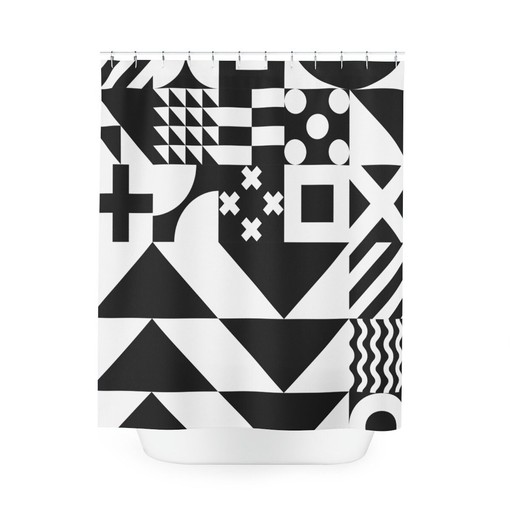 Geometric Abstract Flower Shower Curtain, Modern Designer Curtain, Minimalist Bathroom Decor Art - Image 2