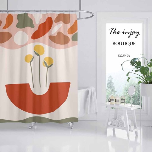 Geometric Abstract Trees Vintage Shower Curtain, Bath Decor Ideas Housewarming Gift, Waterproof Shower Curtains - Image 2