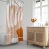 Geometric Boho Shower Curtain with Tropical Leaf Design, Abstract Style, Contemporary Bath Decor