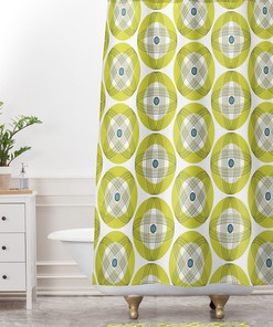 Geometric Mid Century Modern Shower Curtain | Retro Fabric Bath Curtain | At Home Shower Curtains