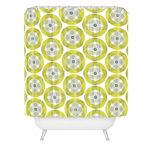 Geometric Mid Century Modern Shower Curtain | Retro Fabric Bath Curtain | At Home Shower Curtains - Image 2