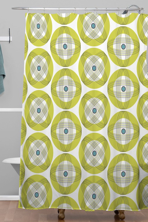 Geometric Mid Century Modern Shower Curtain | Retro Fabric Bath Curtain | At Home Shower Curtains - Image 3