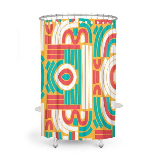 Geometric Mod Abstract Shower Curtain Set, Towel Options, Disney Blanket, Bathroom Decor - Image 2