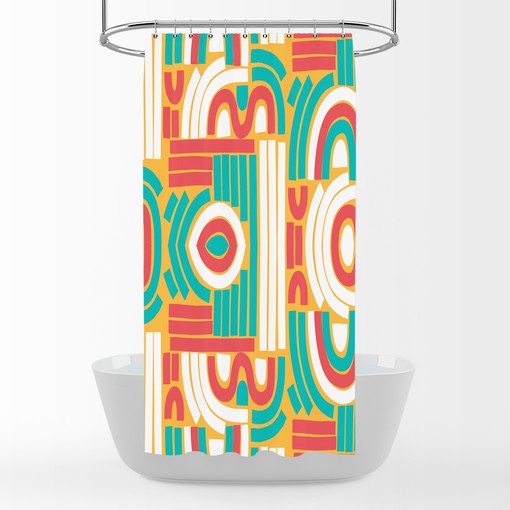 Geometric Mod Abstract Shower Curtain Set, Towel Options, Disney Blanket, Bathroom Decor - Image 3