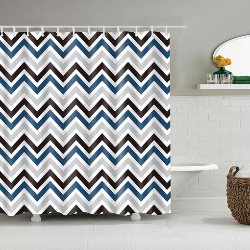 Geometric Zigzag Lines Colorful Shower Curtain | Rainbow Print Badkamer Gordijn Home Bathroom Decor - Image 2