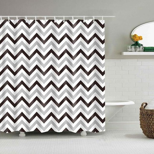 Geometric Zigzag Lines Colorful Shower Curtain | Rainbow Print Badkamer Gordijn Home Bathroom Decor - Image 3