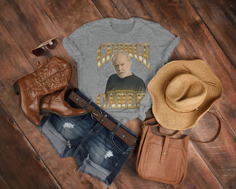 George Carlin Minimalist Movie Shirt: Legend of Sarcastic and Ironic Stand-Up Comedy Quotes - Image 3
