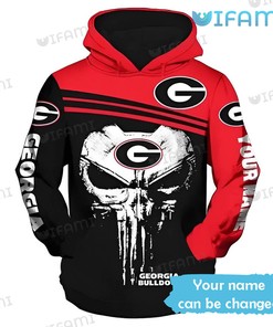Georgia Bulldogs All Over Print Hoodie with Punisher Skull Design
