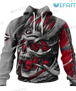 Georgia Bulldogs All Over Print Hoodie with Skull Design