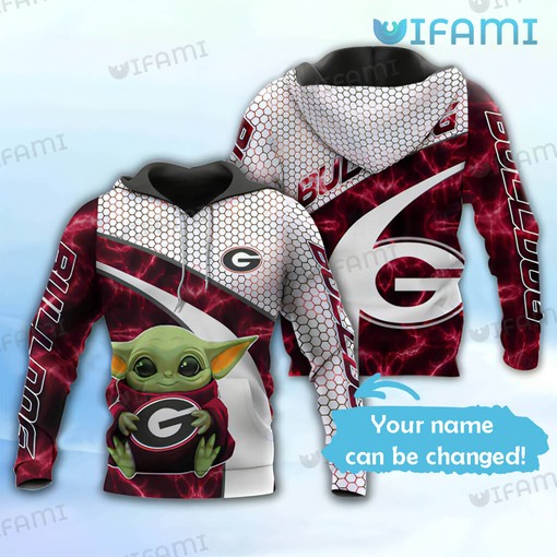Georgia Bulldogs Baby Yoda Custom Name 3D Hoodie Gift with Adorable Design