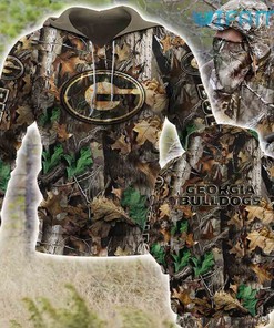 Georgia Bulldogs Camo Texture All Over Print 3D Hoodie with Camouflage Design