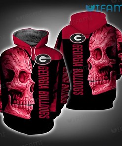Georgia Bulldogs Floral Skull All Over Print Hoodie with 3D Design