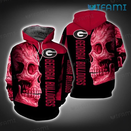 Georgia Bulldogs Floral Skull All Over Print Hoodie with 3D Design