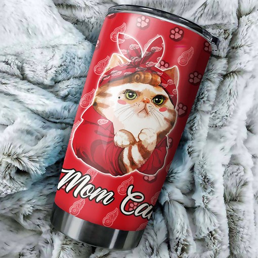 Get Ready for Game Day with This Cat Mom Red Wings NHL Tumbler with Hockey Grunge Design