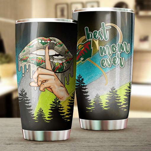 Get This Best Mom Ever Minnesota Wild NHL Tumbler for Your Mom with Grunge Tumbler Design