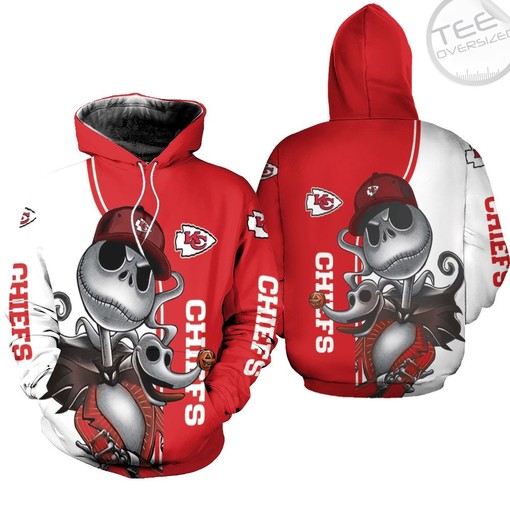 Get Your Game On with Kansas City Chiefs Jack Skellington and Zero Hoodie 3D