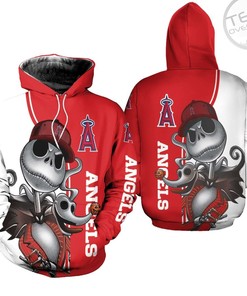 Get Your Game On with Los Angeles Angels Jack Skellington And Zero 3D Hoodie