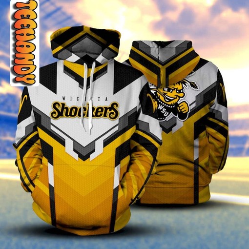 Get Your Game on with Wichita State Shockers NCAA 3D Hoodie Featuring Custom All Over Print