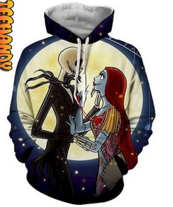 Get into the Halloween Spirit with Jack & Sally The Nightmare Before Christmas Custom All Over Print 3D Hoodie