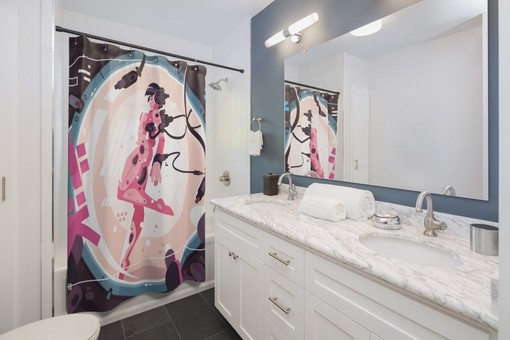 Ghost in the Machine Robot Girl Japan Manga Anime Print Shower Curtain for Futuristic Bathroom Decor - Image 2